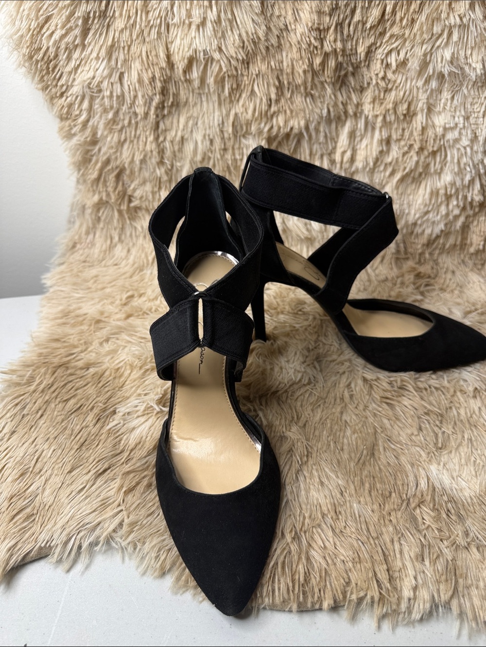 Jessica Simpson Black Pointed-Toe Ankle Strap Heels - Picture 7 of 12